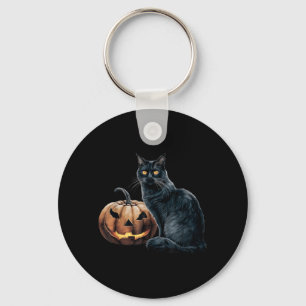 Chaveiro Abóbora Gato Preto Vintage Halloween Jack O Lanter