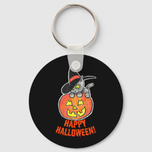 Chaveiro Abóbora Jack-O-Lantern Gato Preto Halloween