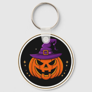 Chaveiro Abóbora Sorridente Bruxa Chapéu Halloween 🎃