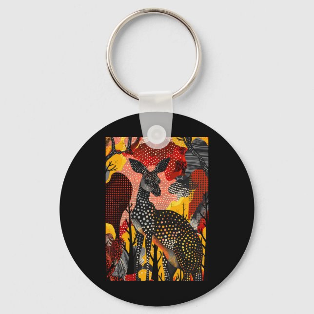 Chaveiro Aboriginal australiano Kangaroo Dot Art Roo Trabal (Frente)