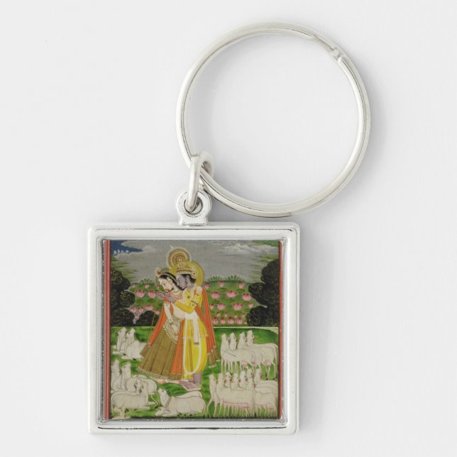 Chaveiro Abraço de Radha e de Krishna em um landscap (Frente)
