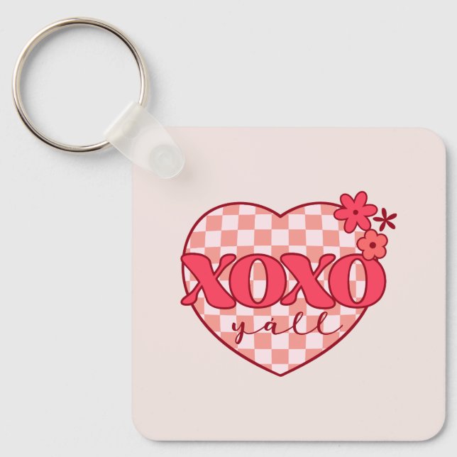 Chaveiro Abraços Xoxo e beijos, cor-de-rosa (Frente)