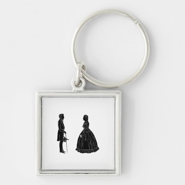 Chaveiro abraham lincoln mary todd lincoln silhouette (Frente)