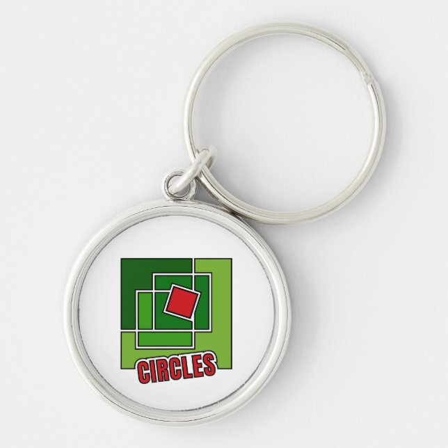 Chaveiro Abstração Verde com Quadrado Vermelho Torcido (Frente)