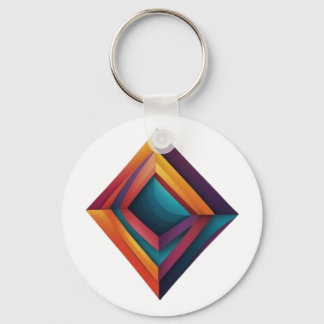 Chaveiro Abstract 3D Geometric Diamond Gradient Art