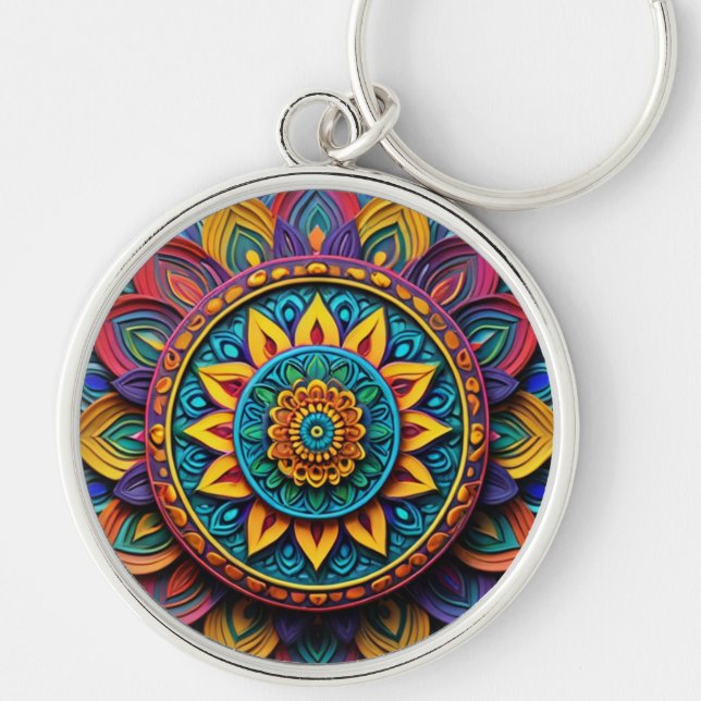 Chaveiro Abstract artwork round metal Keychain  (Frente)