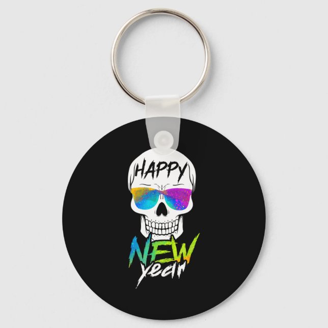 Chaveiro Abstract Happy New Skull Year  (Frente)