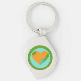 Chaveiro Abstract Heart Green Teal Orange Circle