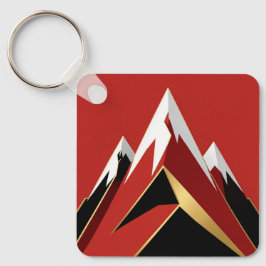 Chaveiro Abstract Mountain Range Red Black Gold
