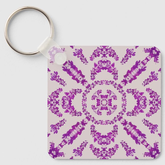 Chaveiro Abstract Purple Orchid Flower Design Pattern Art (Frente)