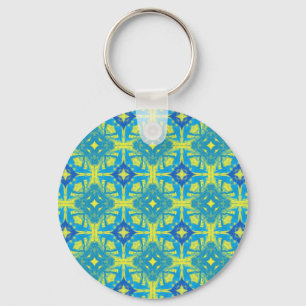Chaveiro Abstrato azul e amarelo