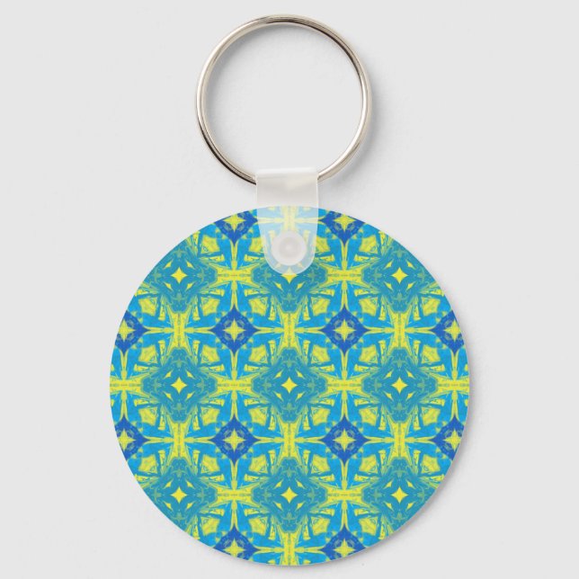 Chaveiro Abstrato azul e amarelo (Frente)