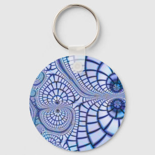 Chaveiro abstrato azul púrpura e branco padrão fractal