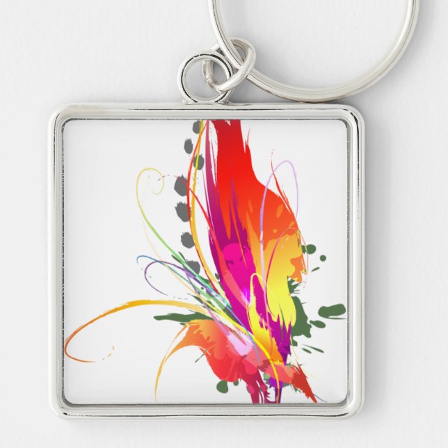 Chaveiro Abstrato Bird of Paradise Paint Splatters (Frente)