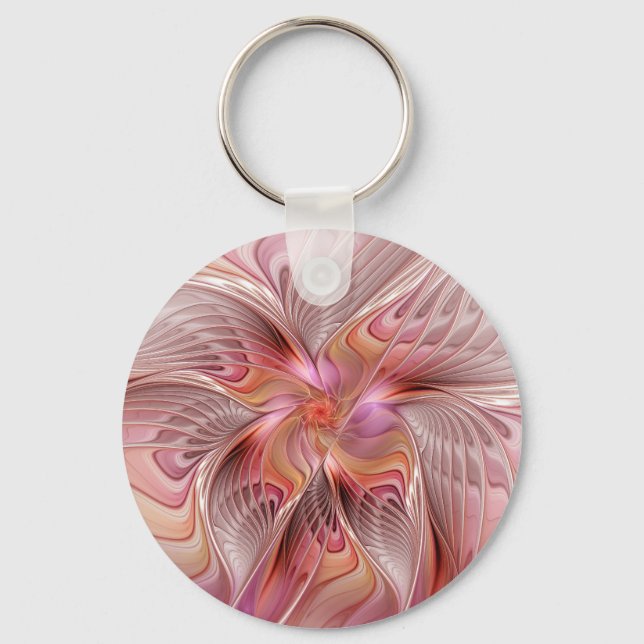 Chaveiro Abstrato Butterfly Fantasy Fractal Arte Colorida (Frente)