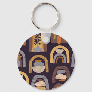 Chaveiro Abstrato da Boêmia: Charme de Vintage Minimalista.