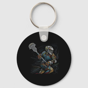 Chaveiro Abstrato de Arte de Linha do Jogador de Lacrosse L