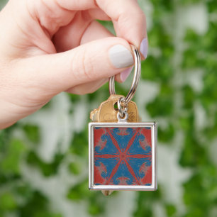 Chaveiro Abstrato de estilo de vintage em vermelho e azul
