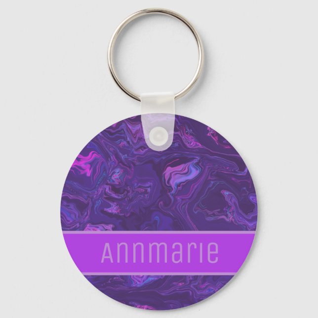 Chaveiro Abstrato de mármore roxo moderno (Frente)