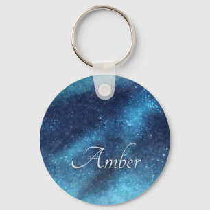 Chaveiro Abstrato de Sparkle da Galáxia Azul Personalizado