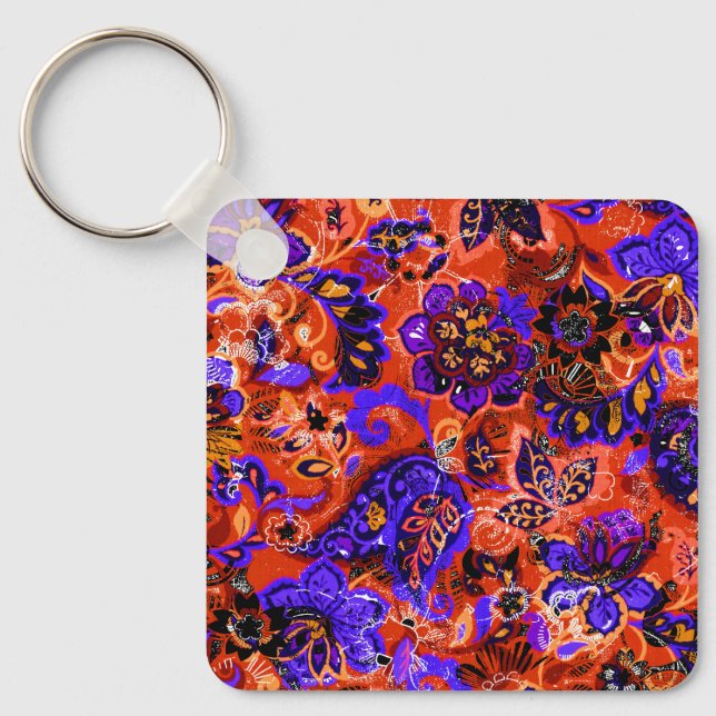 Chaveiro Abstrato floral mágico bonito (Frente)