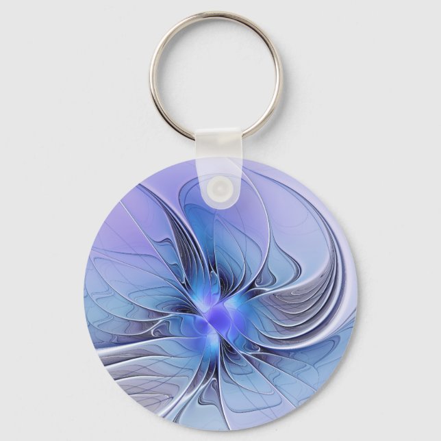 Chaveiro Abstrato Modern Fractal Art Lavanda Azul (Frente)