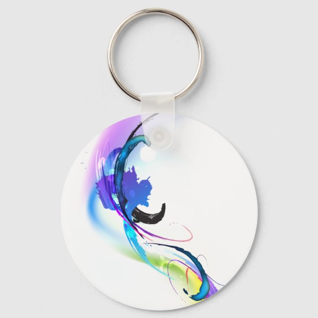 Chaveiro Abstrato Morning Glory Paint Splatters (Frente)