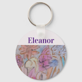 Chaveiro Abstrato Pastel Floral Personalizado