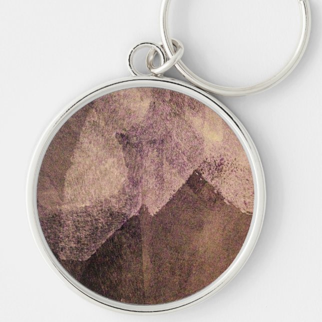 Chaveiro Abstrato pintura cor-de-rosa marrom pincel (Frente)