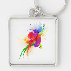 Chaveiro Abstrato Rainbow Lorikeet Paint Splatters