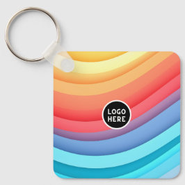 Chaveiro Abstrato Rainbow Waves com Adicionar seu toque