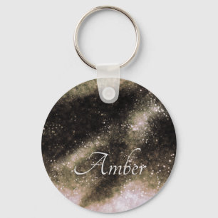 Chaveiro Abstrato Sparkle Dourado Galaxy Personalizado