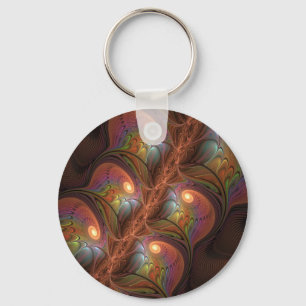 Chaveiro Abstrato Trippy Marrom Fractal Fluorescente Colori