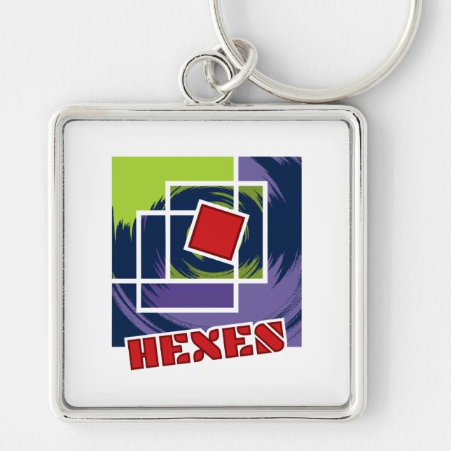 Chaveiro Abstrato verde e roxo com texto de hexadecimentos (Frente)