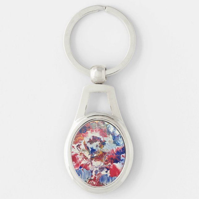 Chaveiro Abstrato vermelho-branco-preto (Frente)