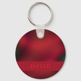 Chaveiro Abstrato Vermelho Elegante e Anel de Chave Preta