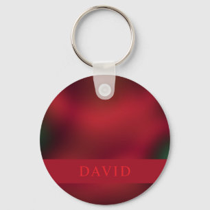 Chaveiro Abstrato Vermelho Elegante e Anel de Chave Preta