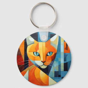Chaveiro Abstrato Whiskers: Gato Laranja