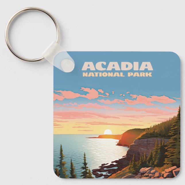 Chaveiro Acadia National Park Maine Coast Retro (Frente)