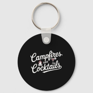 Chaveiro Acampamento de Fogo e Caudas Verão Design Gráfico 