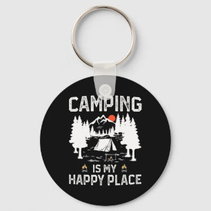 Chaveiro Acampamento É Meu Lugar Feliz Camper Divertido Flo