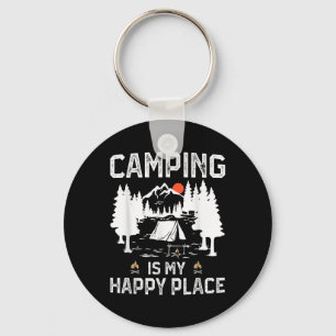 Chaveiro Acampamento É Meu Lugar Feliz Camper Divertido Flo