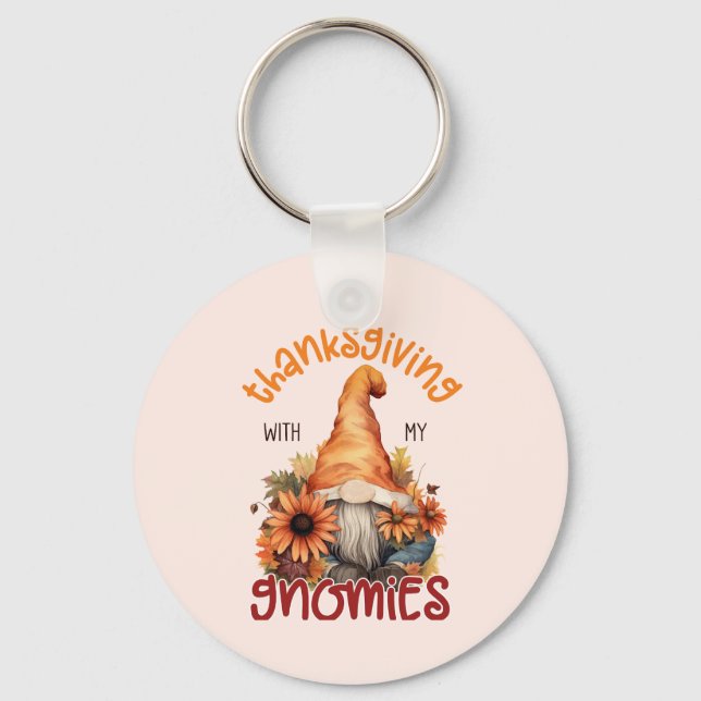Chaveiro Ação de Graças Floral com os meus Gnomos (Frente)
