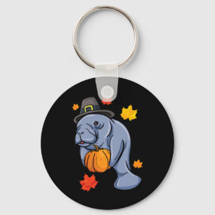 Chaveiro Ação de Graças Manatee Pilgrim Fall Pumpkin Dugong