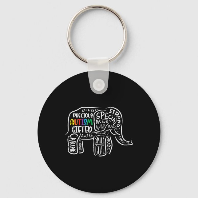 Chaveiro Aceitação do Elefante de Conscientização sobre Aut (Frente)