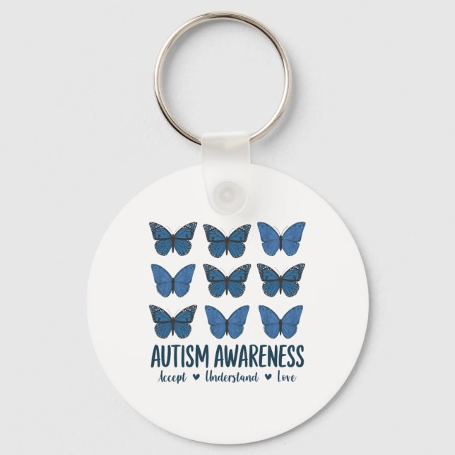 Chaveiro Aceitar Compreender Autismo Atenção Borboleta (Frente)