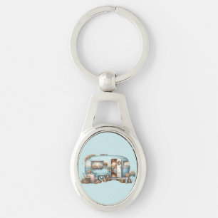 Chaveiro Acentos Boho de Camper Floral Vintage Cottagecore