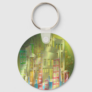Chaveiro Acessórios de arte de paisagem urbana com arquitet