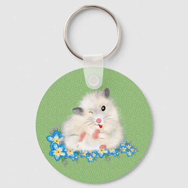 Chaveiro Acessórios de hamster sírio branco e bonito, polca (Frente)