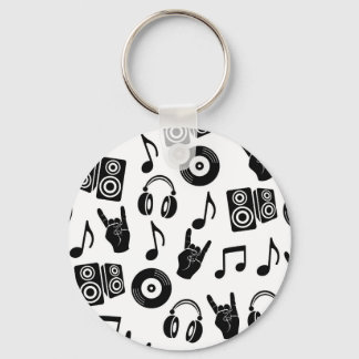 Chaveiro Acessórios Musicais: Padrão de Vintagem Monocromát